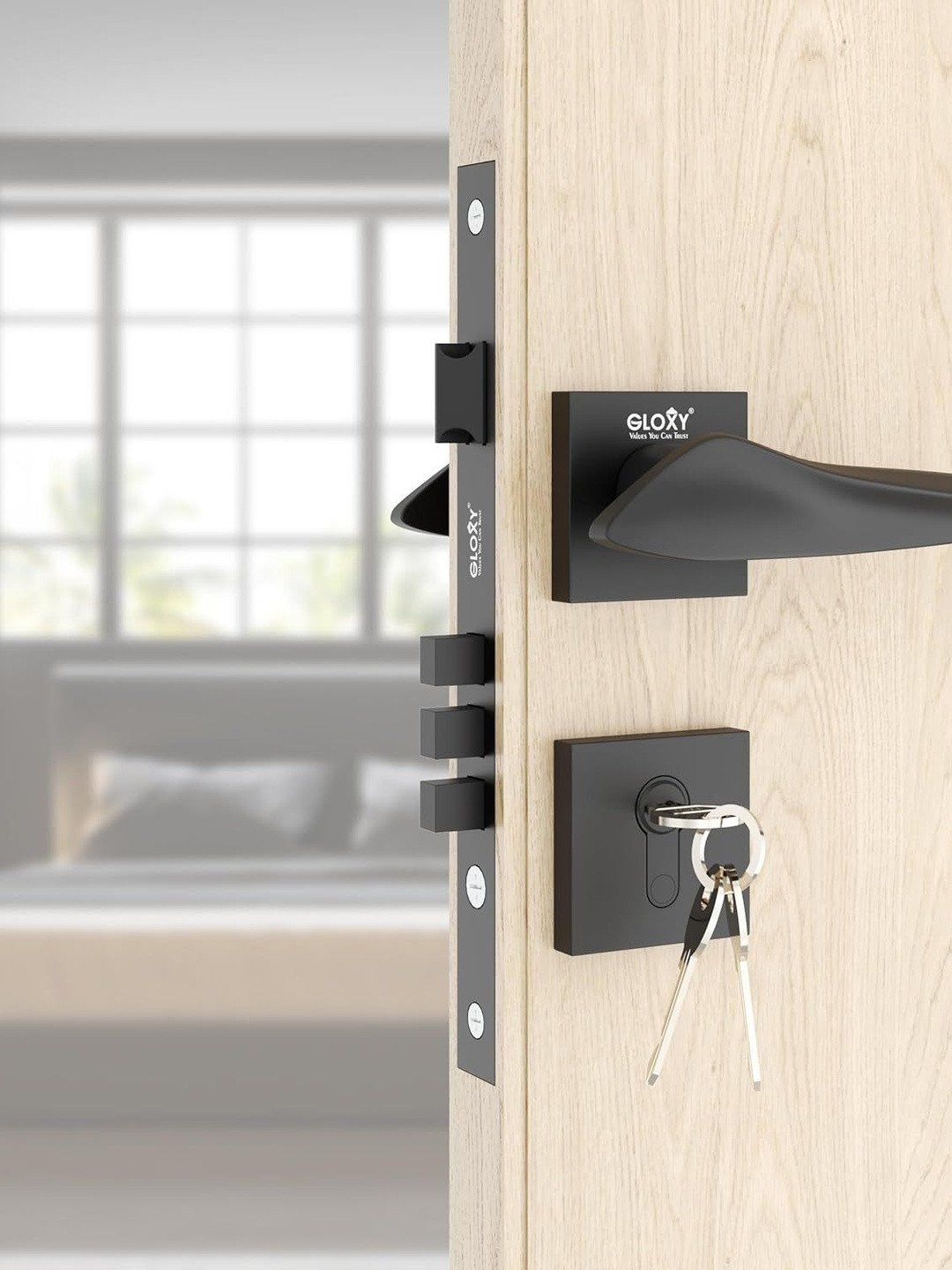 GLOXY Stainless Steel Mortise Door Lock Set with 3 Brass Keys