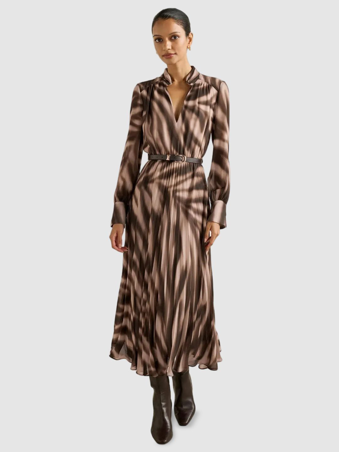 Forever New Animal Print Gathered or Pleated A-Line Midi Dress