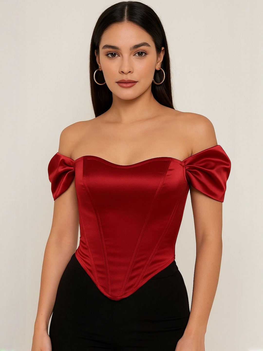 Purple Haze Sweetheart Neck Off-Shoulder Satin Corset Top