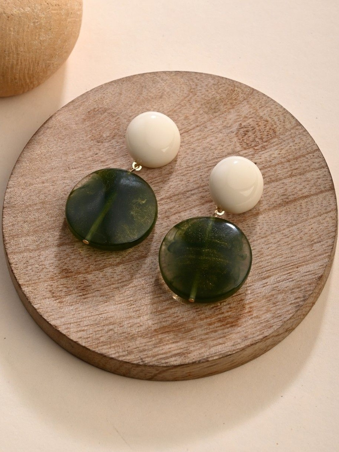 Reenisaa Gold-Plated Enamelled Circular Drop Earrings