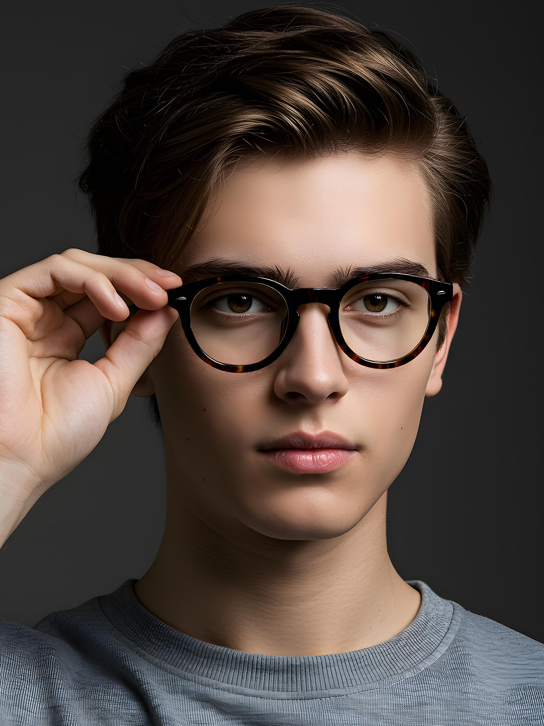 Ted Smith Unisex Brown Round Premium Acetate Frames