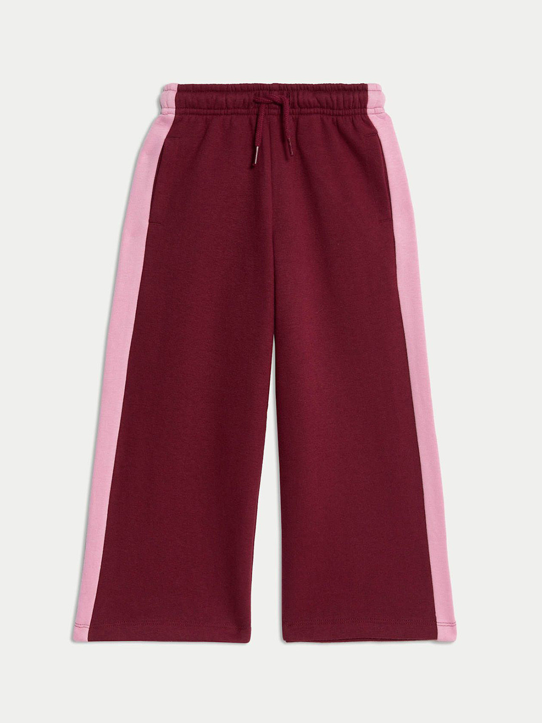 Marks & Spencer Girls Side Striped Wide Leg Mid-Rise Track Pant