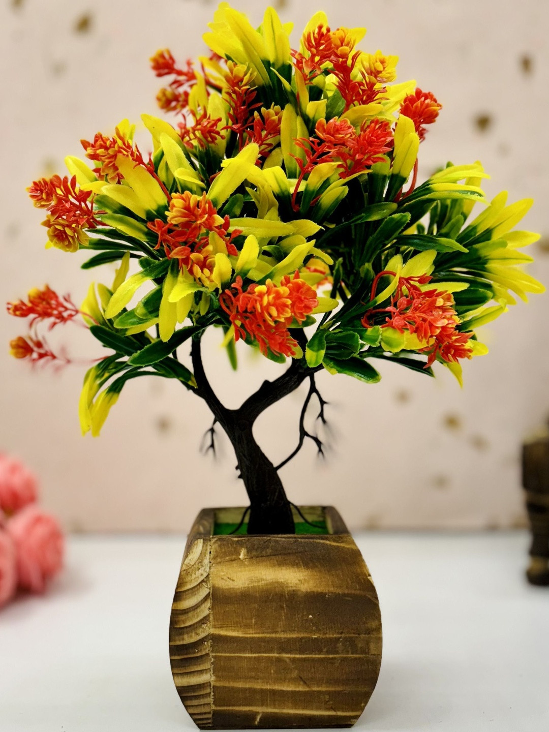 Dekorly Plastic Artificial Flowers & Plants With Pot