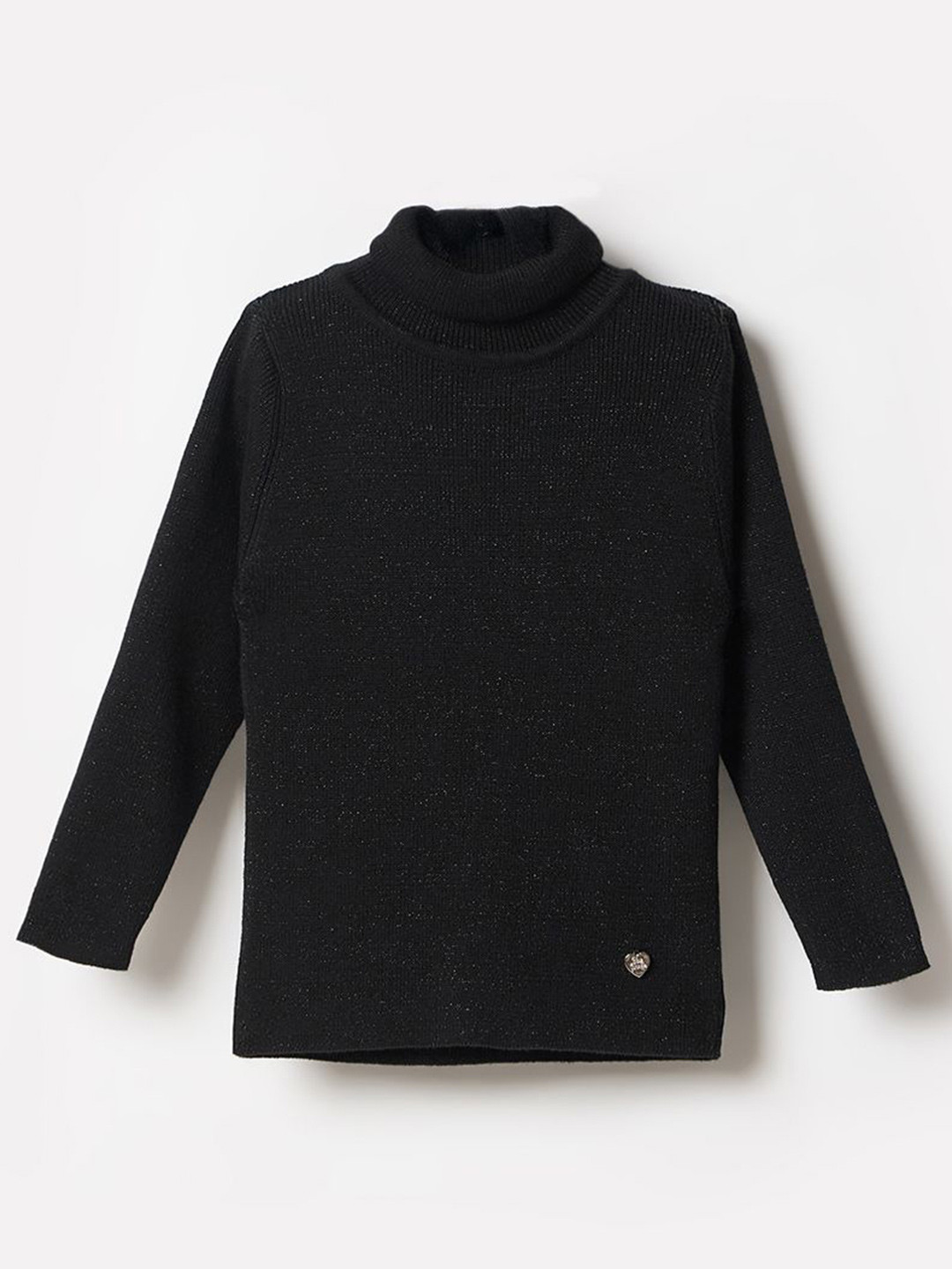 Blue Giraffe Girls Ribbed Turtle Neck Cotton Pullover