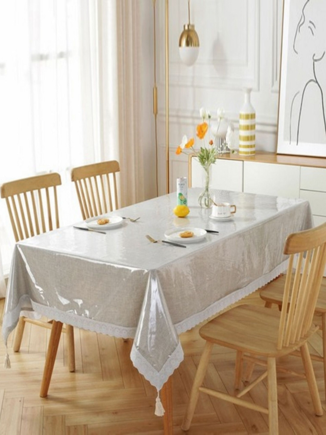 AMBBI COLLECTIONS Grey Waterproof Rectangle 6-Seater Table Cover