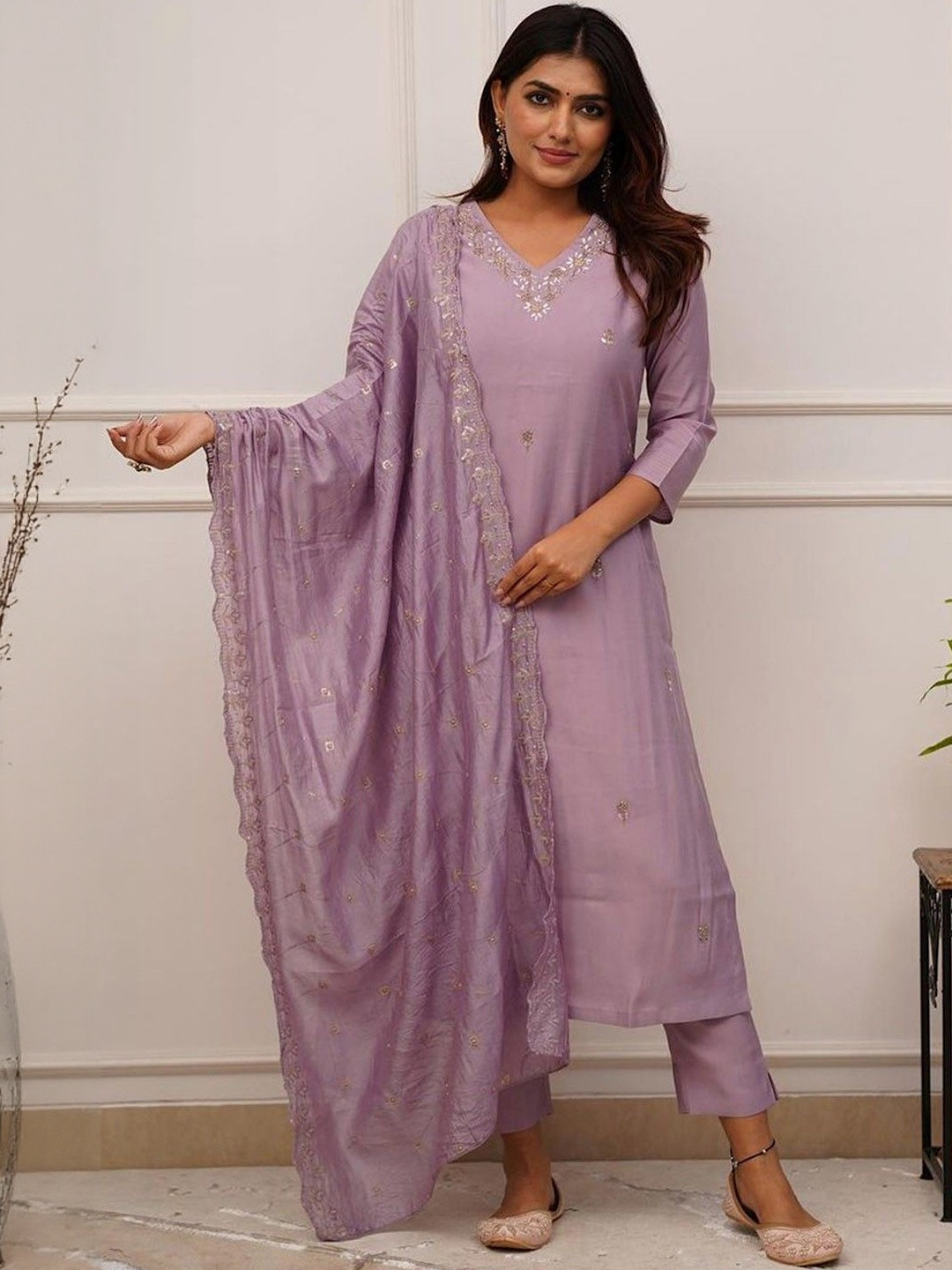 Brand Hill Women Ethnic Motifs Embroidered Sequinned urta with Trousers & Dupatta