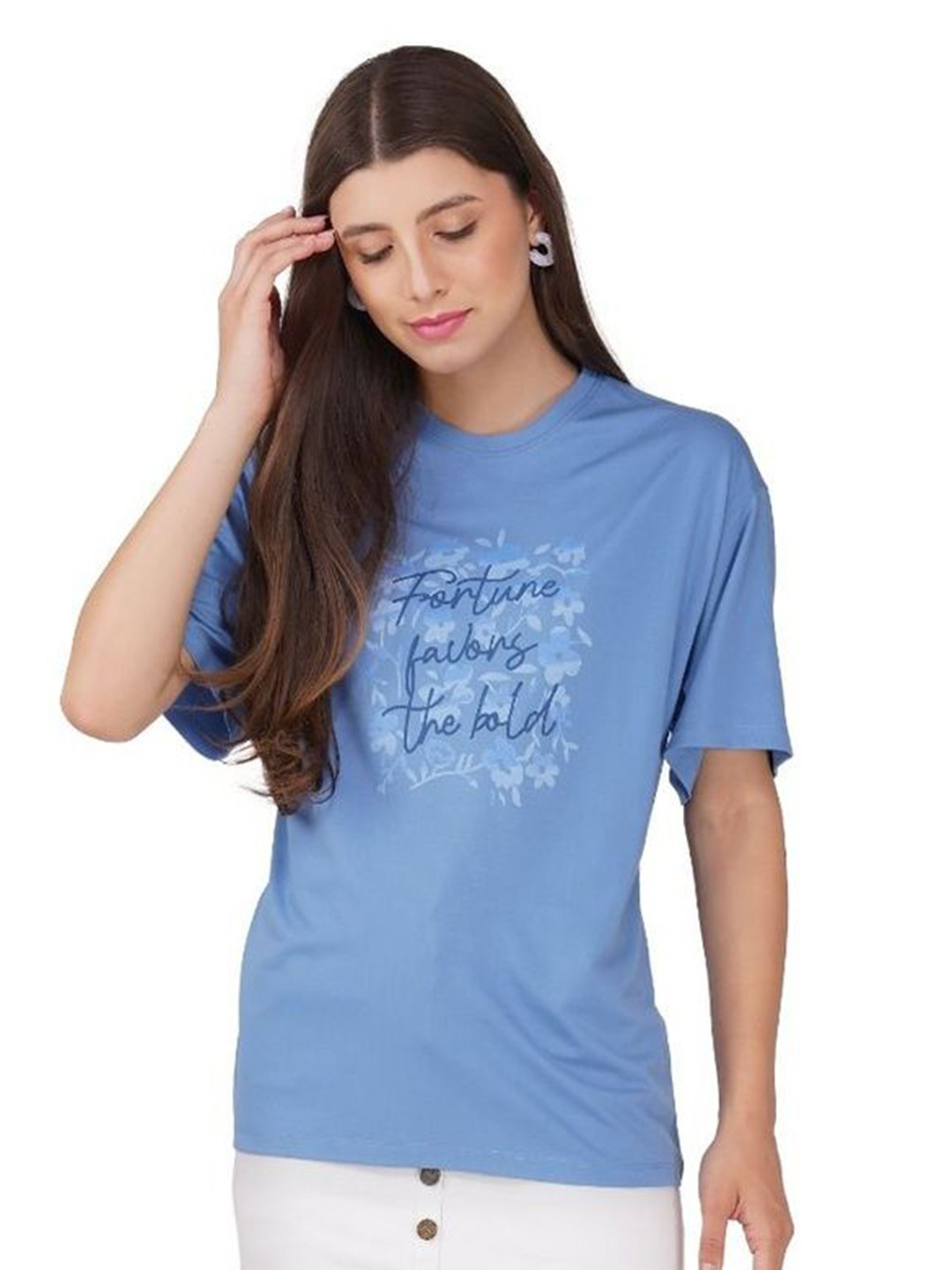 S R S FASHION Typography Printed Round Neck Cotton Regular Fit T-shirt