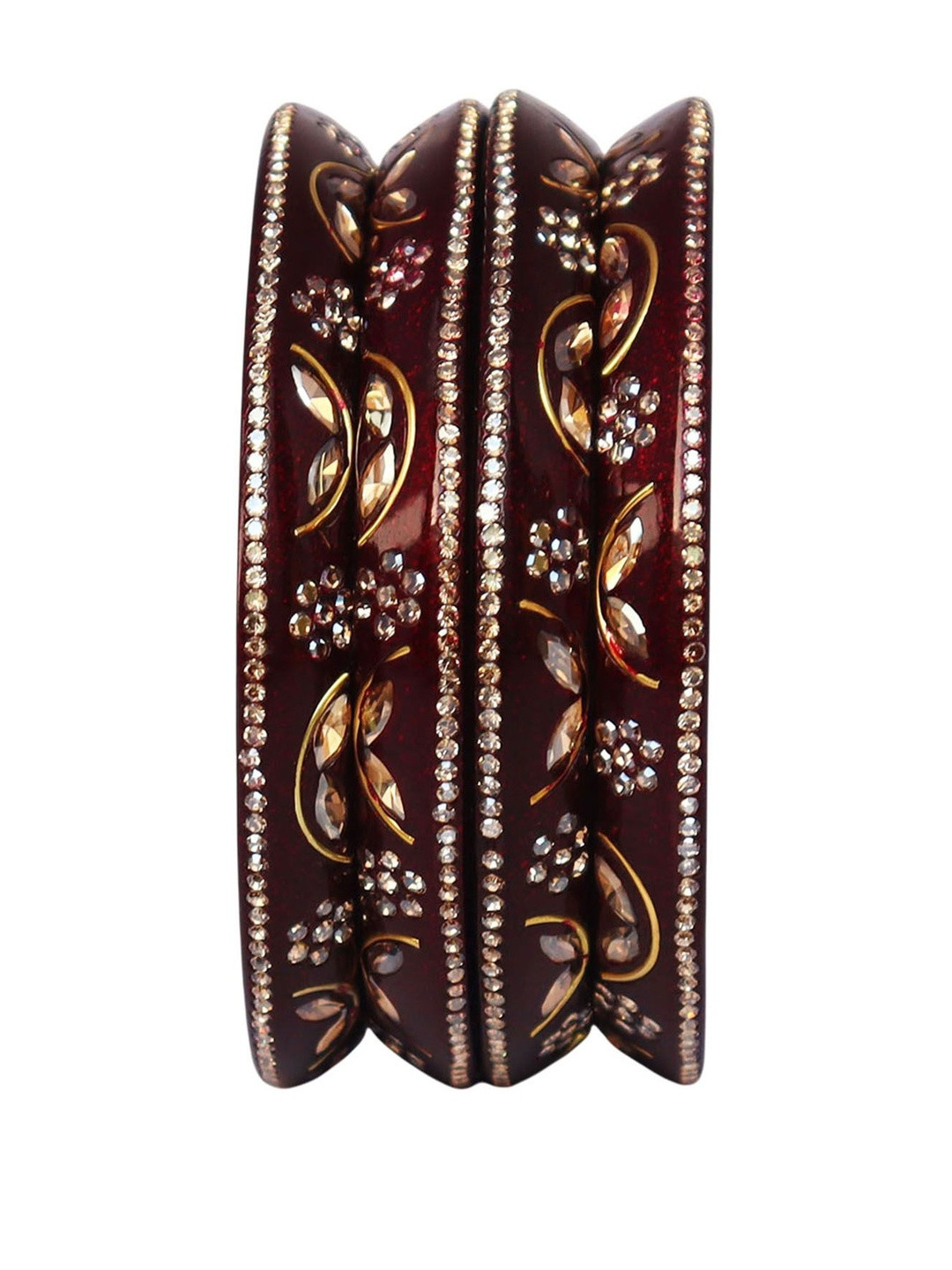 TAJ BRIDAL STORE Women Set of 4 Kundan Bangadi Bangles