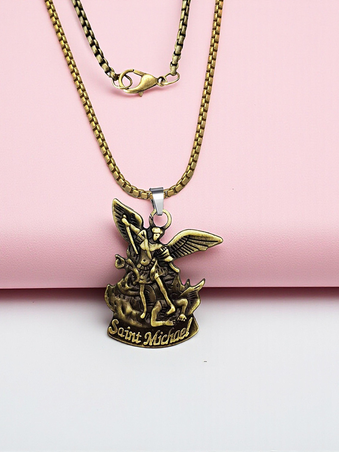 THE MEN GIFT Saint Michael The Archangel Shaped Pendant With Chain