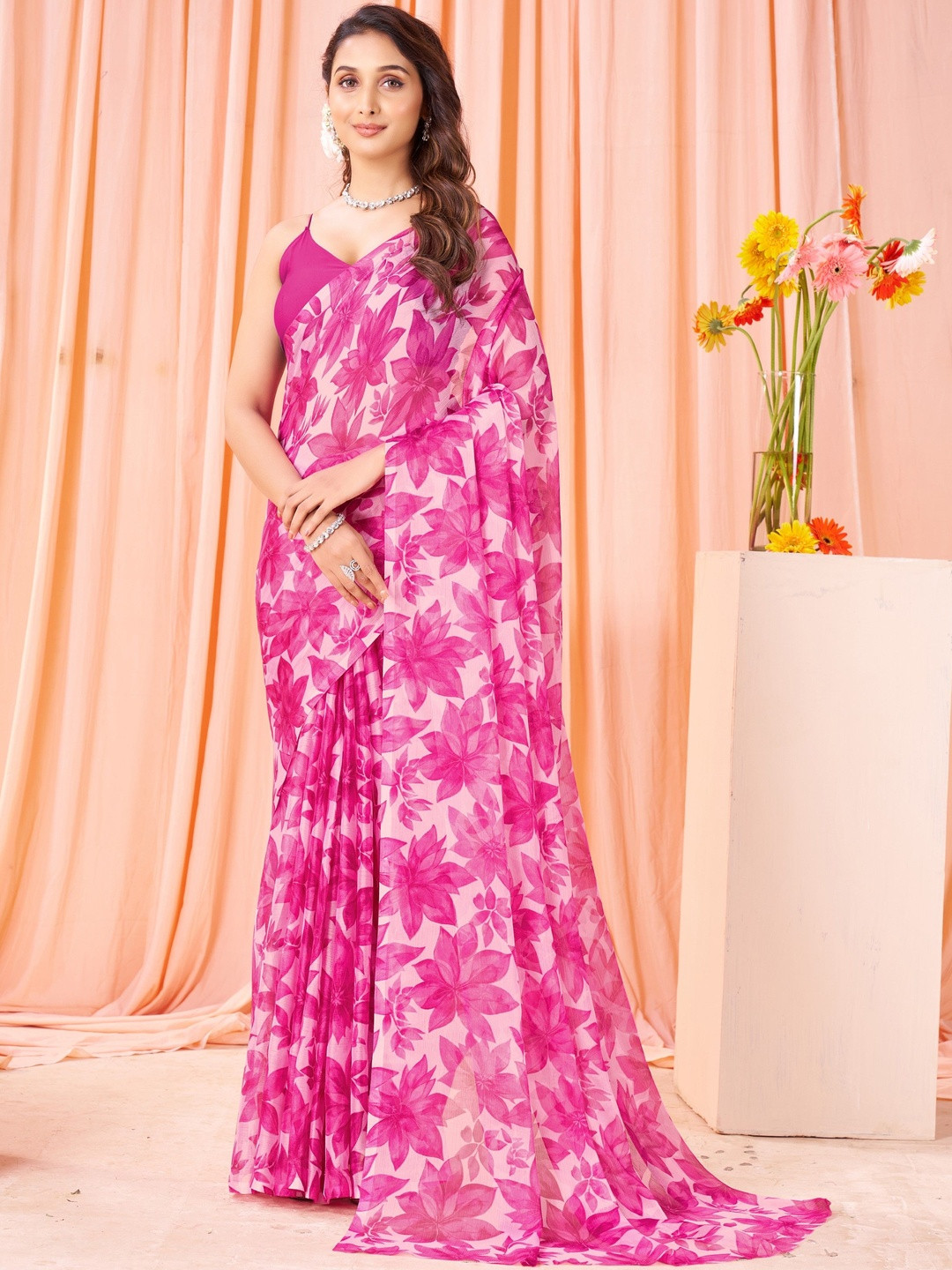 Garden Vareli Nara Floral Printed Pure Chiffon Saree