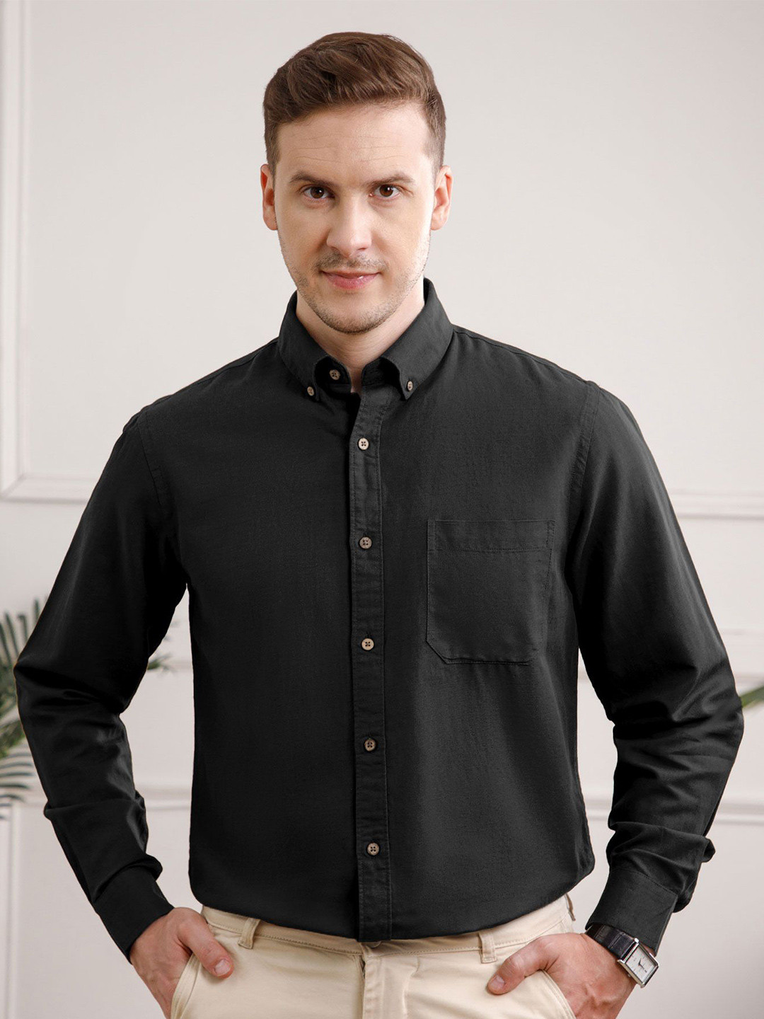 THE FORMAL CLUB  Button-Down Collar Regular Sleeves Smart Regular Fit Cotton Casual Shirt