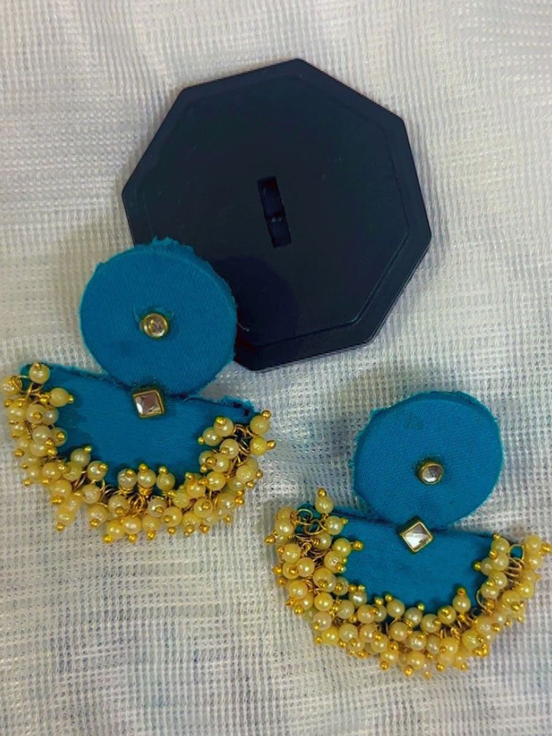 KGcreations Navy Blue Fabric  Earrings