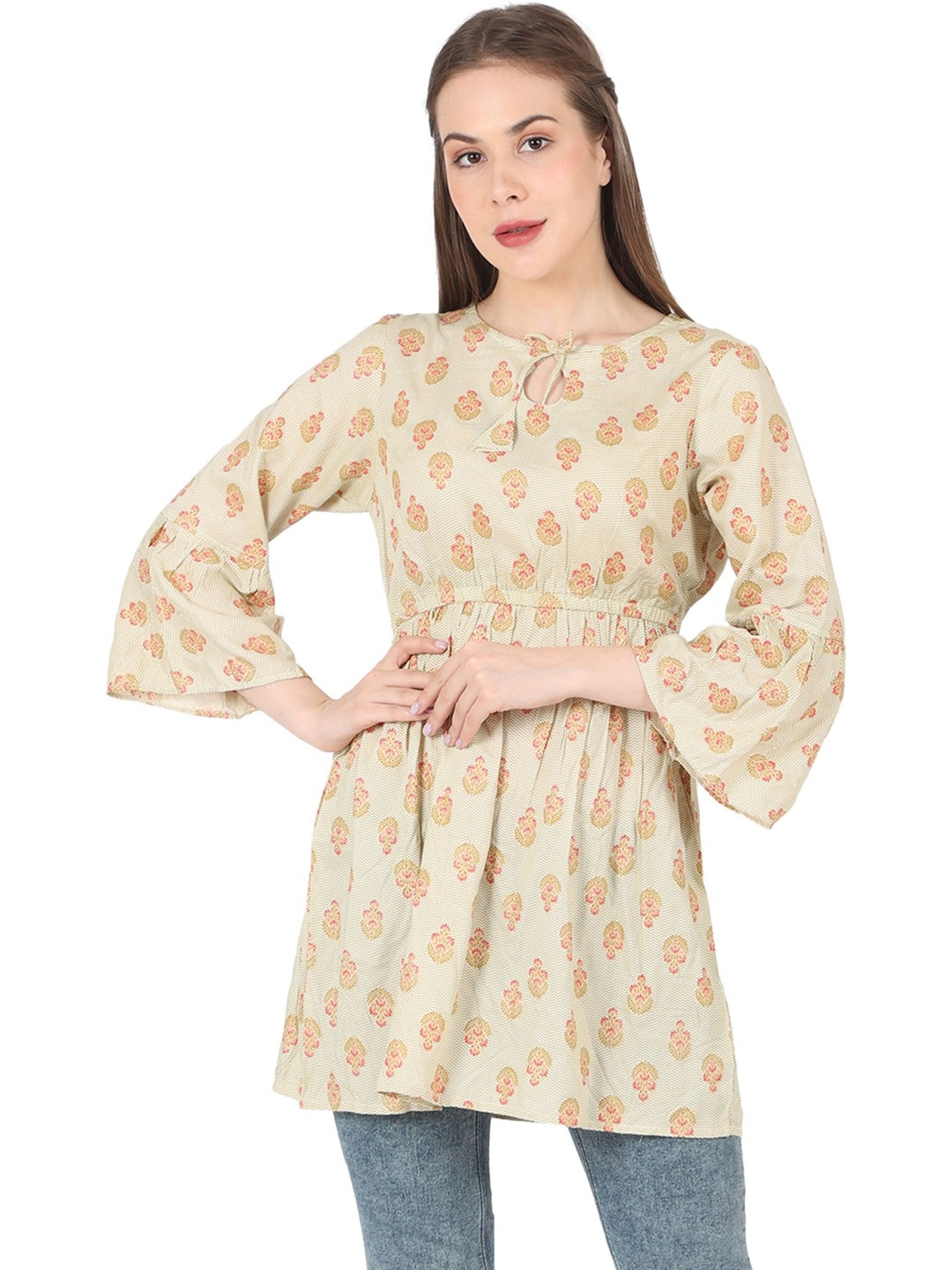 MJ LIFE STYLE Floral Print Bell Sleeve Top