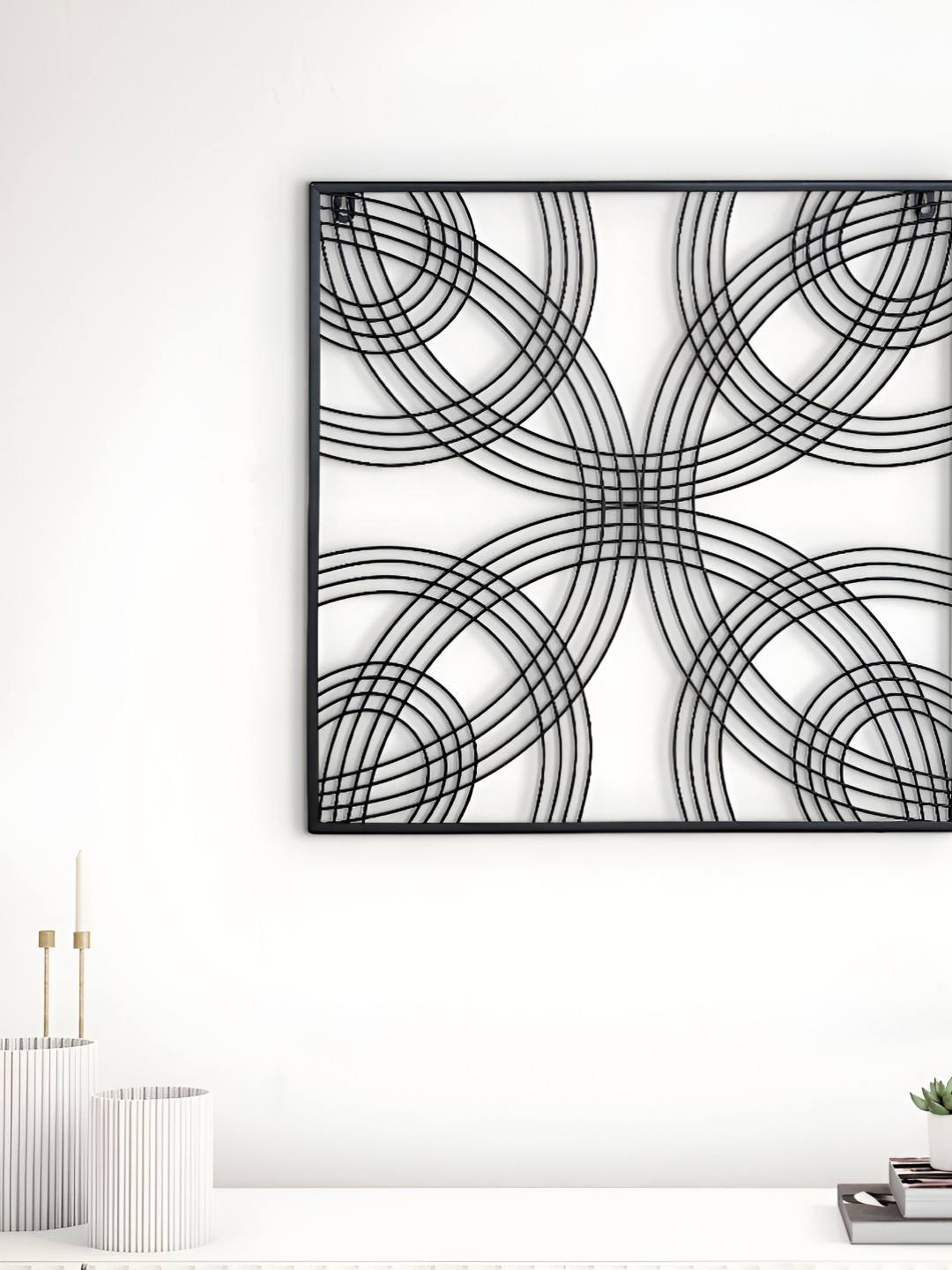 Home Centre Panorama Fresco Black Swirl Wall Decor