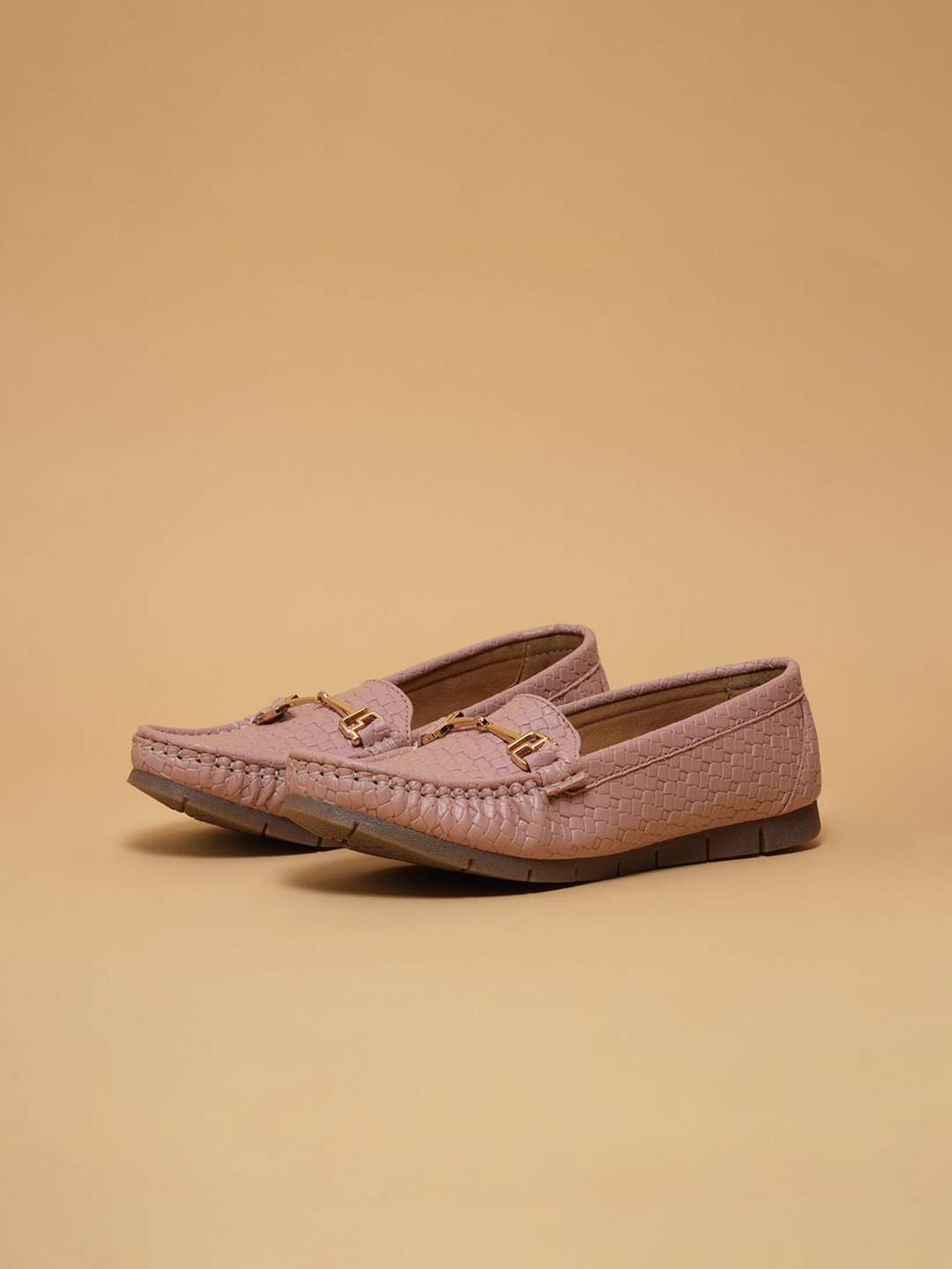 ERIDANI Women Matias Textured Round Toe Loafers Shoes With Buckles