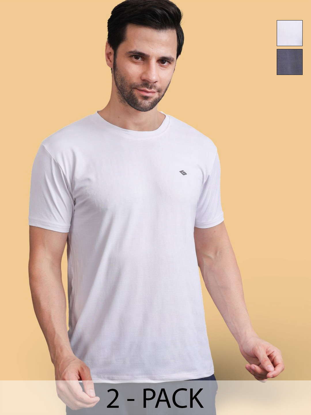 Jinfo Pack Of 2 Brand Logo Printed T-shirts