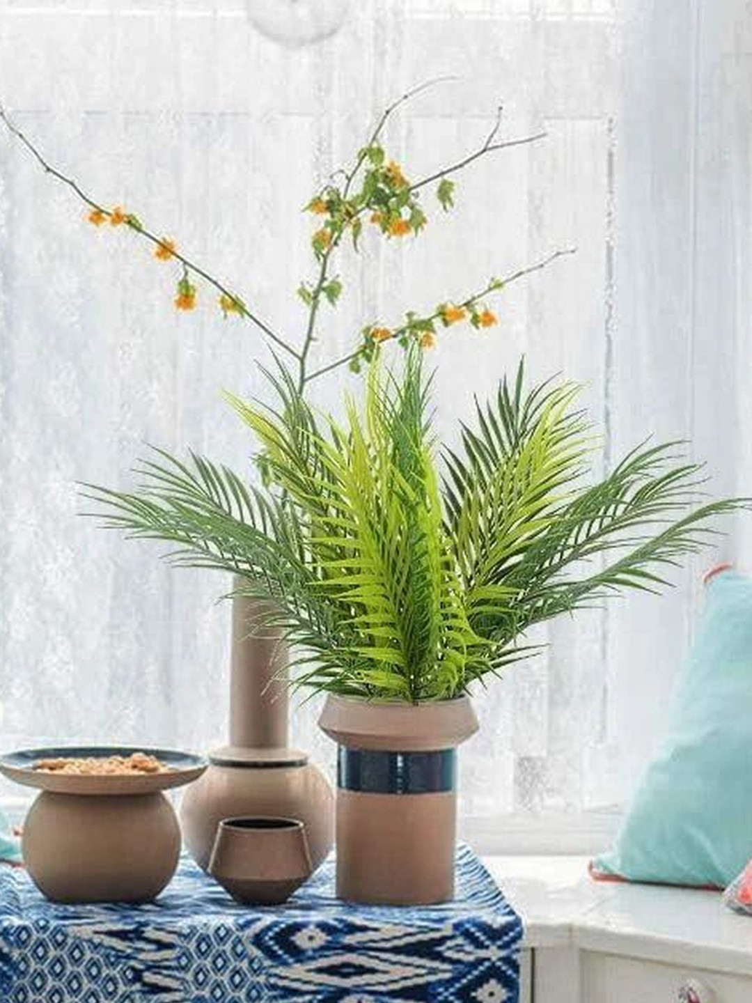 Dekorly Green Plastic Palm Artificial Flowers & Plants Without Pot
