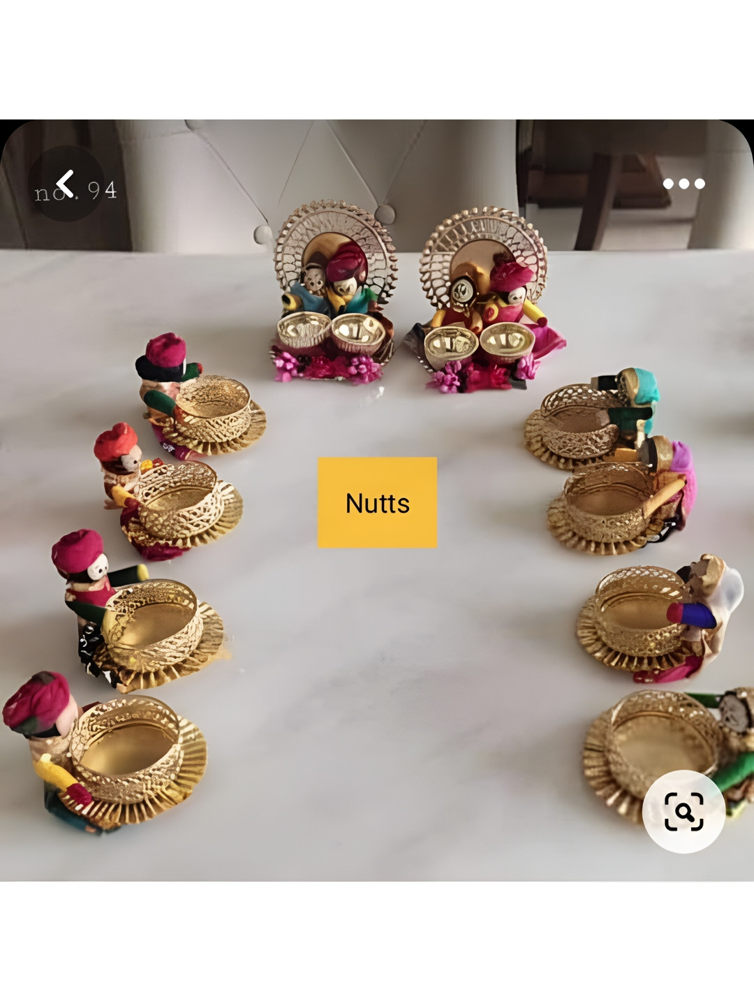 Sellplus 10Pcs Pink & Green Puppet With Jali Platter T-Light Holder