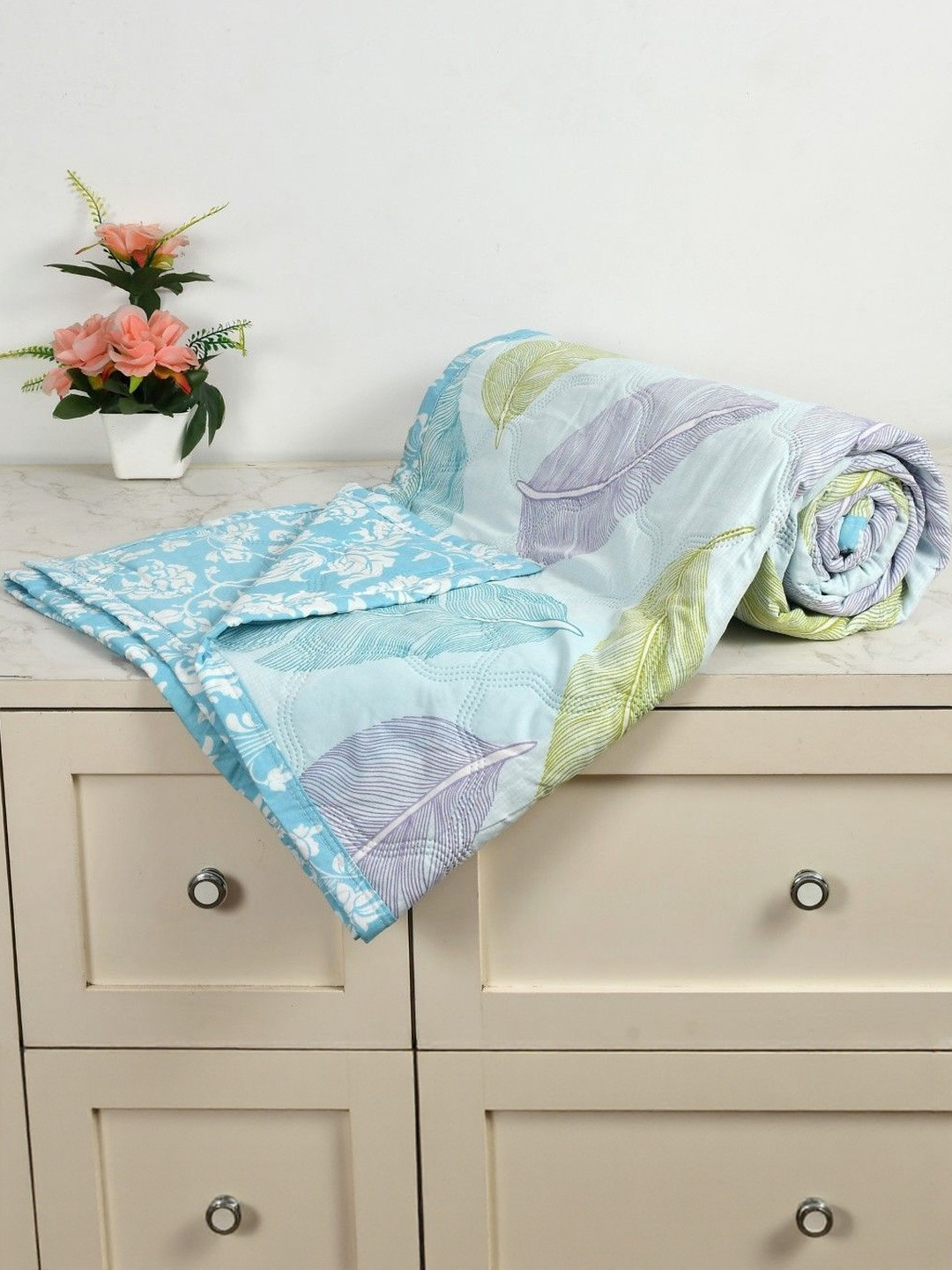 FURNOFY Reversible Microfibre Ultrasonic Comforter King Size 80x90 Inches