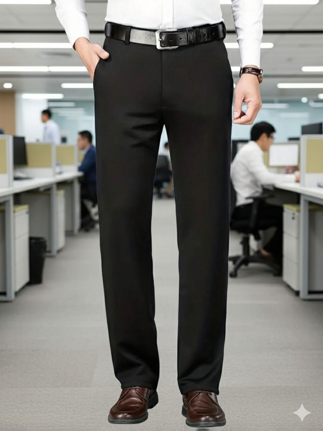 COVZ Men Relaxed Straight Leg Straight Fit Easy Wash Korean Pants