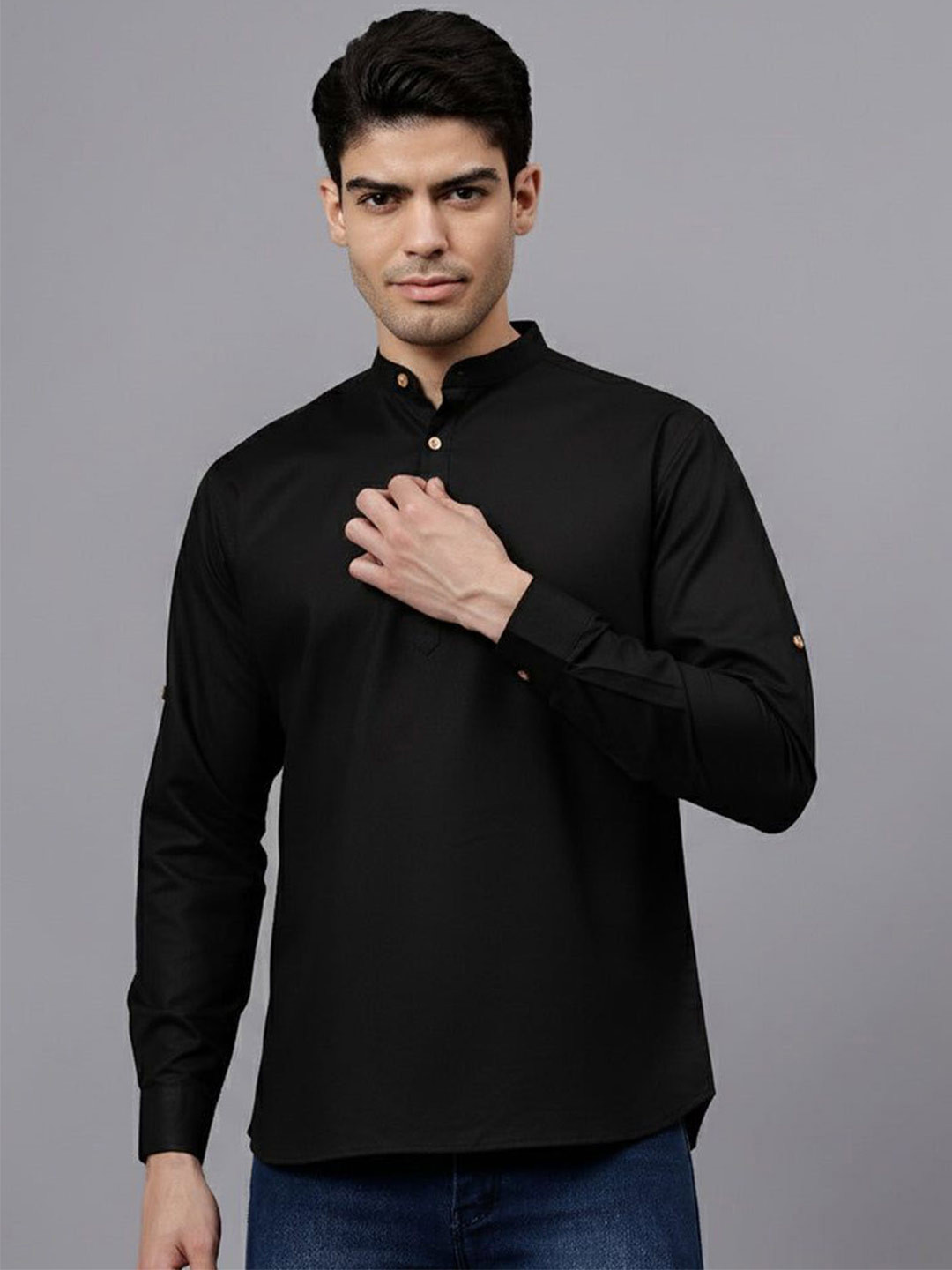 The Anchi Store Men Solid Daily Cotton Straight Kurta