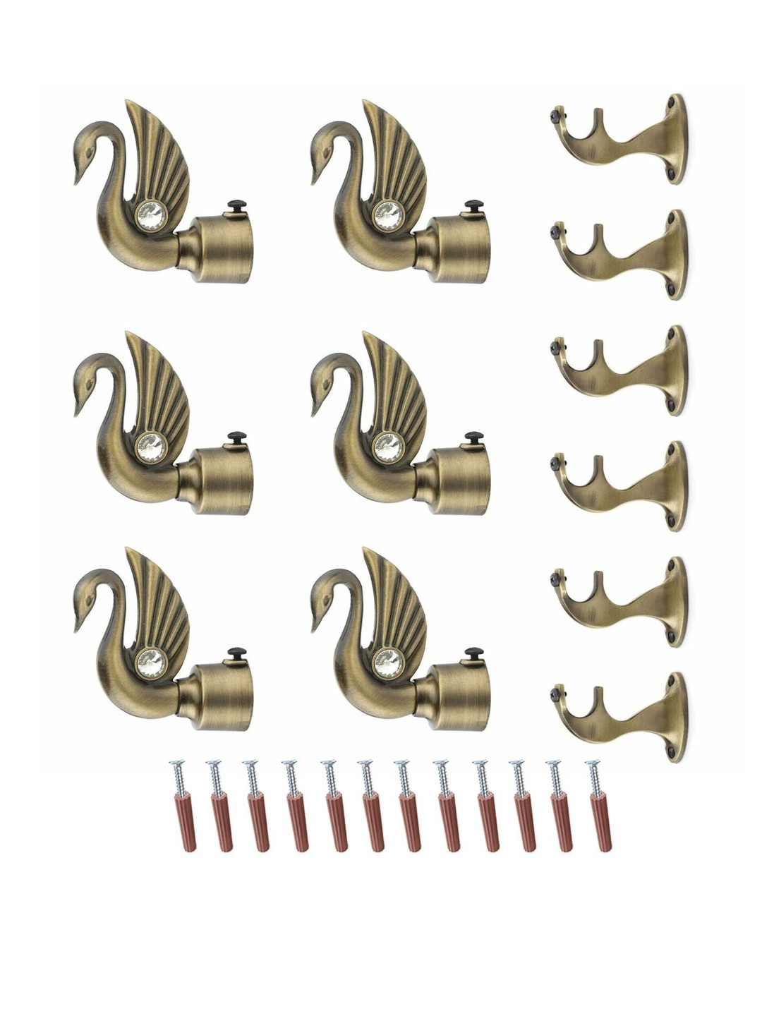 GLOXY Pair of 3 Swan Design Curtain Brackets