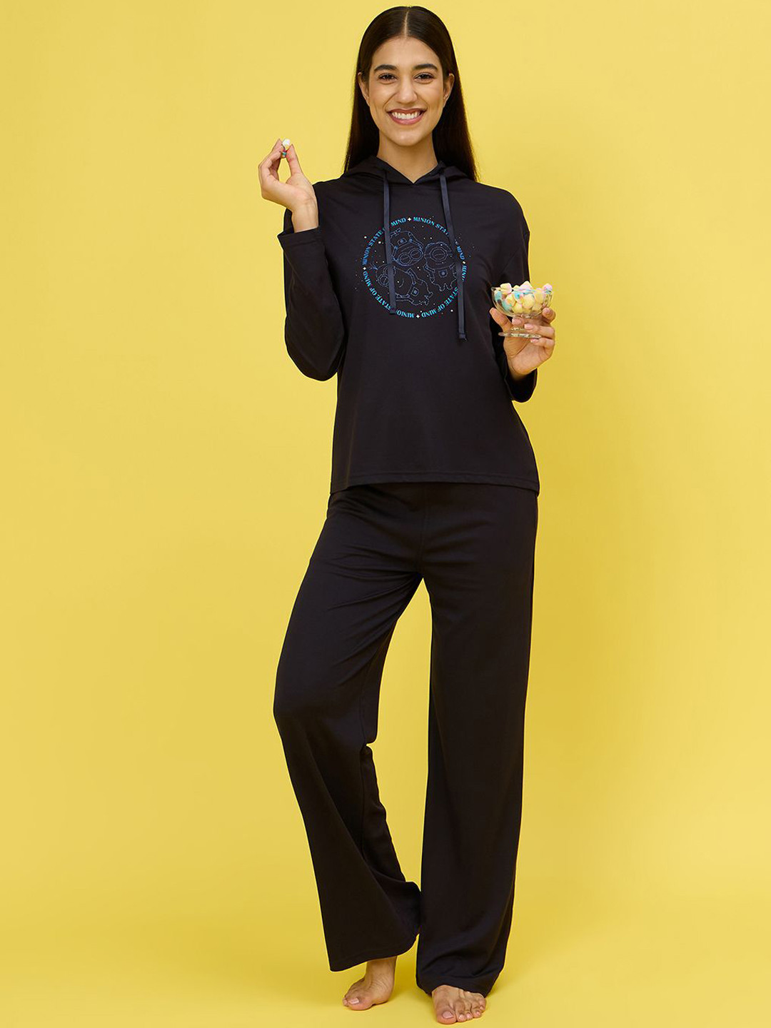 Sweet Dreams Minions Printed Hooded Night Suit