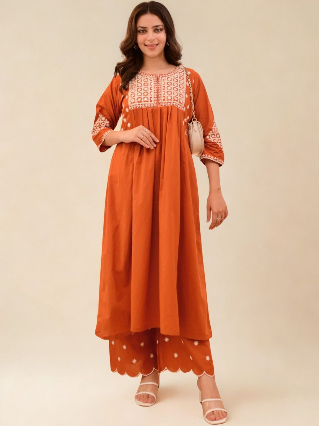 Morang Women Ethnic Motifs Embroidered Anarkali Kurta with Trousers