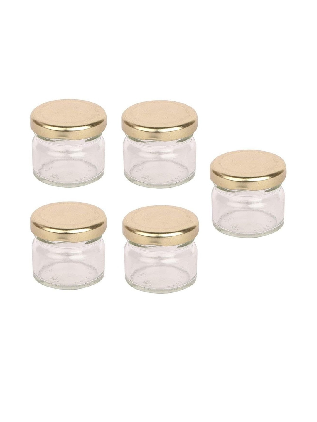 1ST TIME Transparent 5 Pieces Glass Dishwasher Safe Jar Containers-100 ml Each