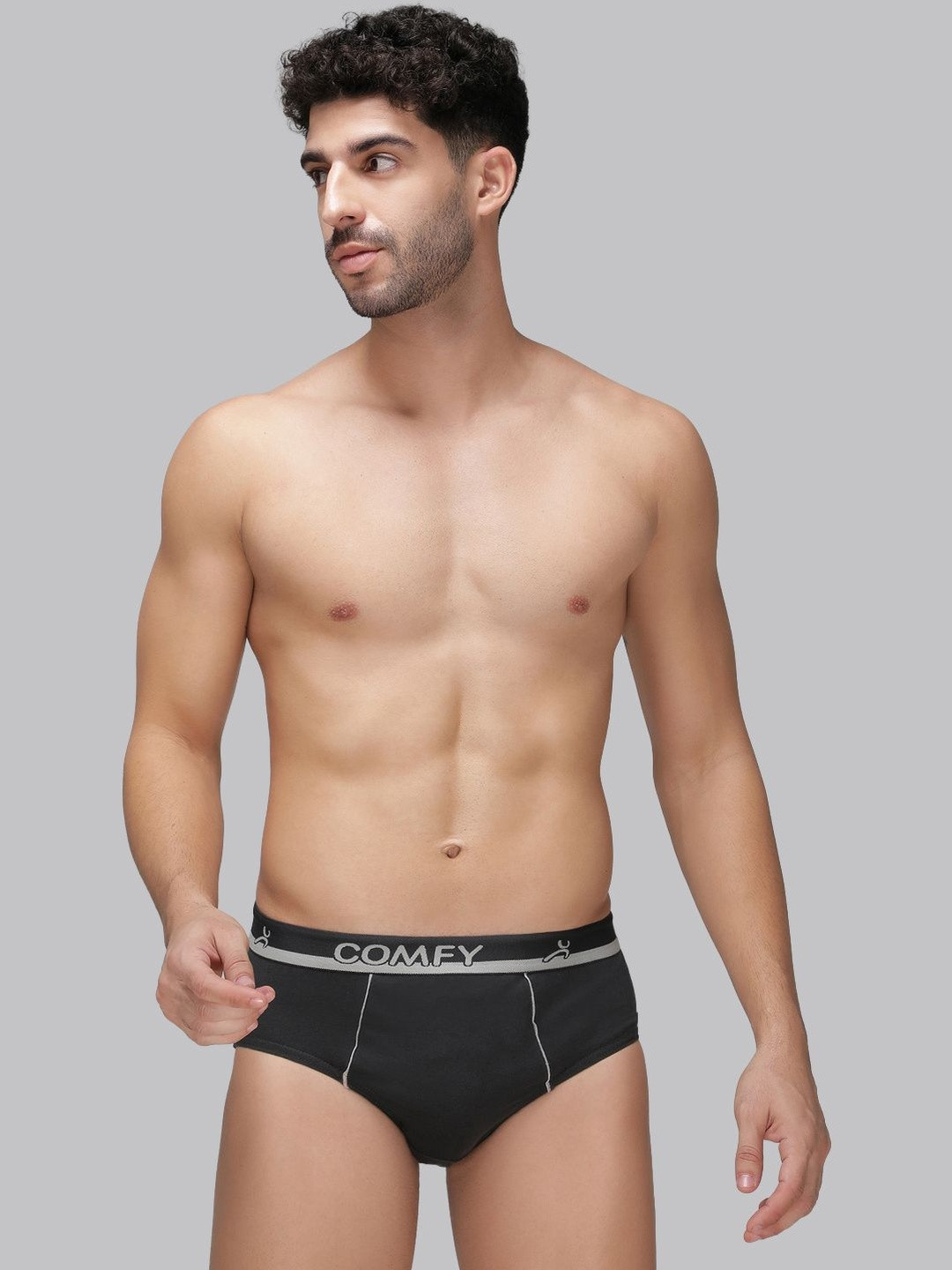 Amul Comfy Men Pack of 3 Plain Cotton Multicolor Brief
