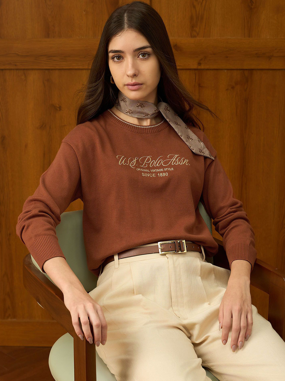 U.S. Polo Assn. Women Women Printed Pullover Sweater