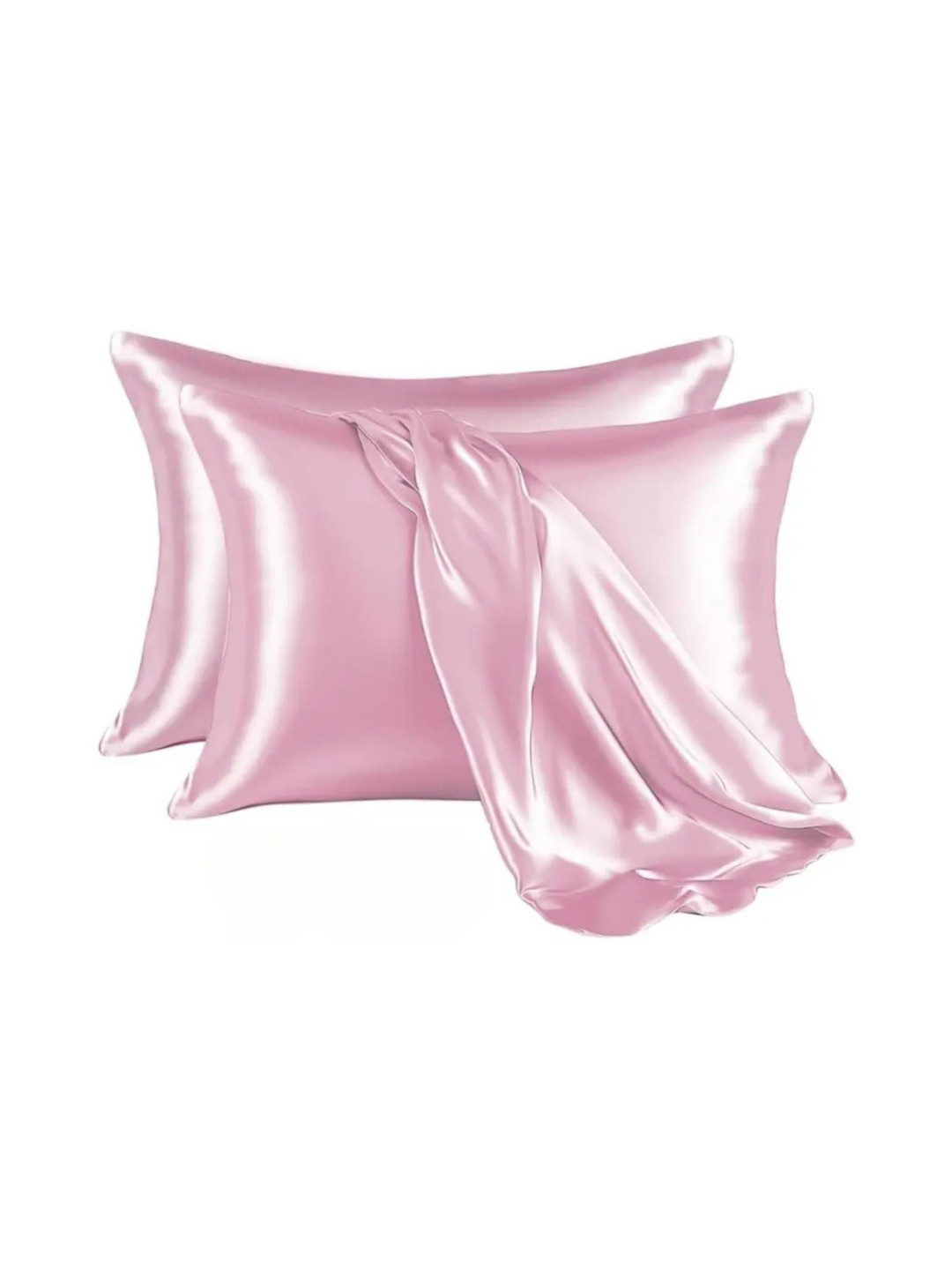 POORAK Pink 2 Pieces Satin Rectangle Pillow Covers