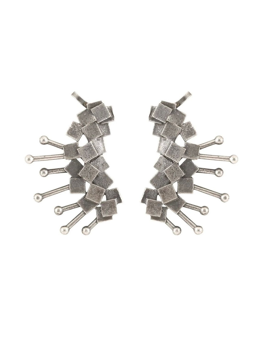 ALANKAARA Oxidised Spiked Ear Cuffs