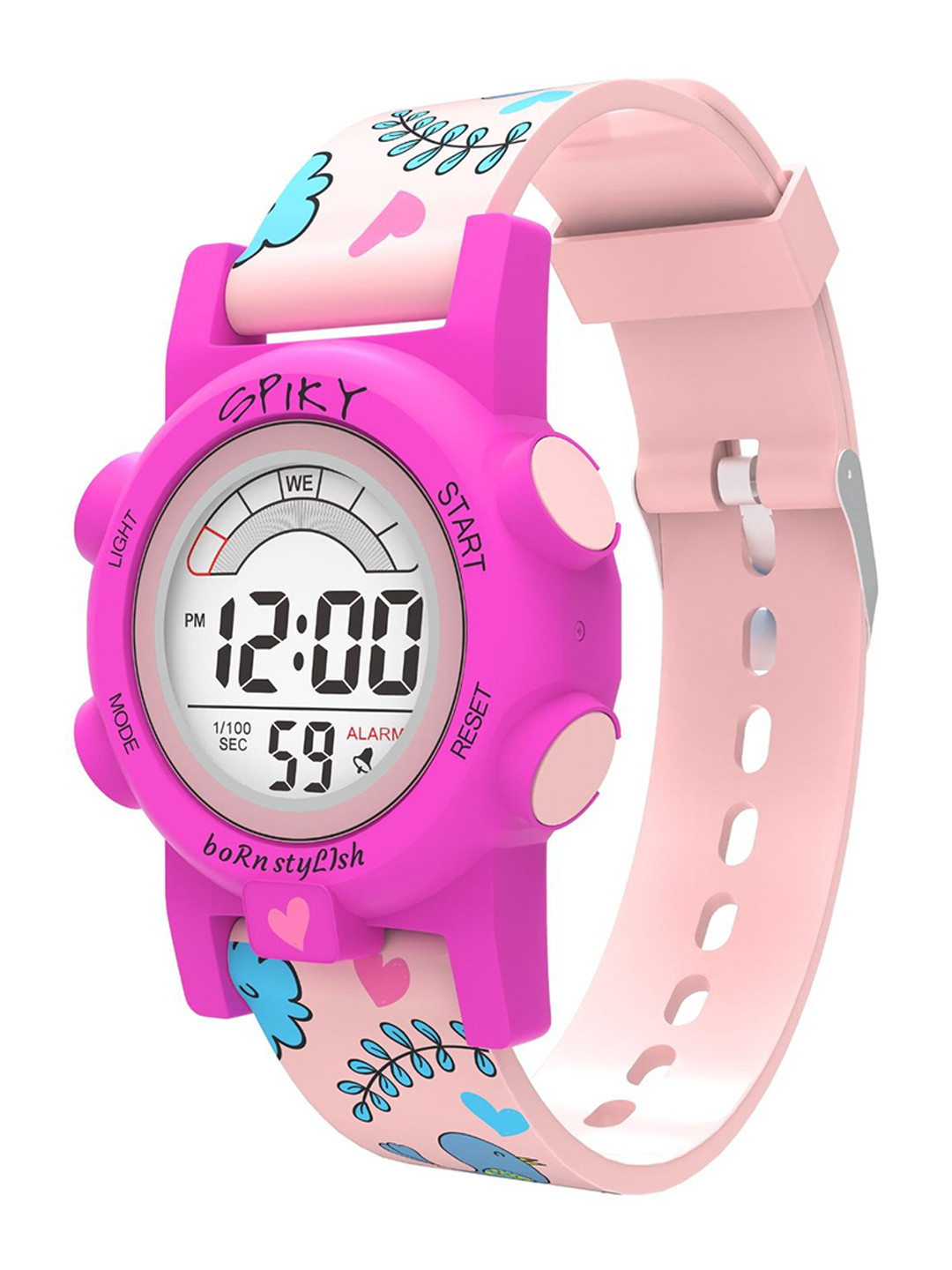 Spiky Girls Silicon Straps Digital Multi Function Automatic Watch SPKEVA41_C3_PNK