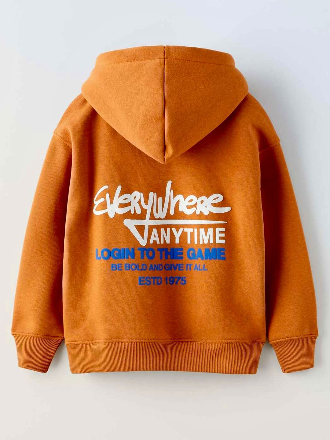Alan Jones Boys Tyography Printed Hooded Long Sleeves Oversize Hoodie