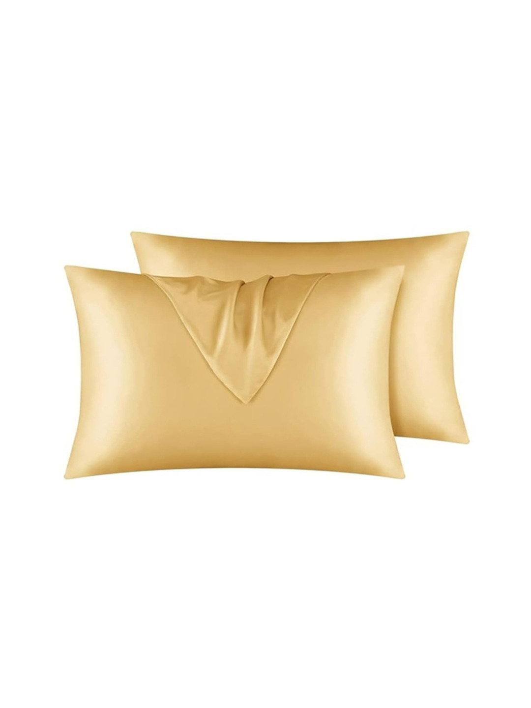 POORAK Gold-Toned 2 Pieces Satin Rectangle Pillow Covers
