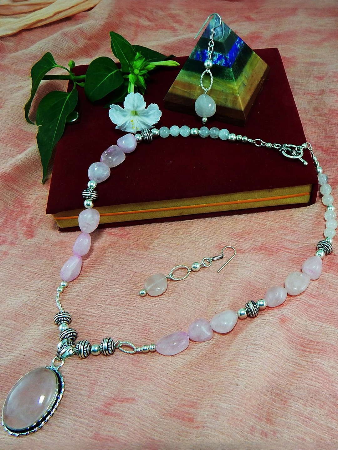 Jaya Vision Jewelry Silver-Plated Quartz Studded Jewellery Set