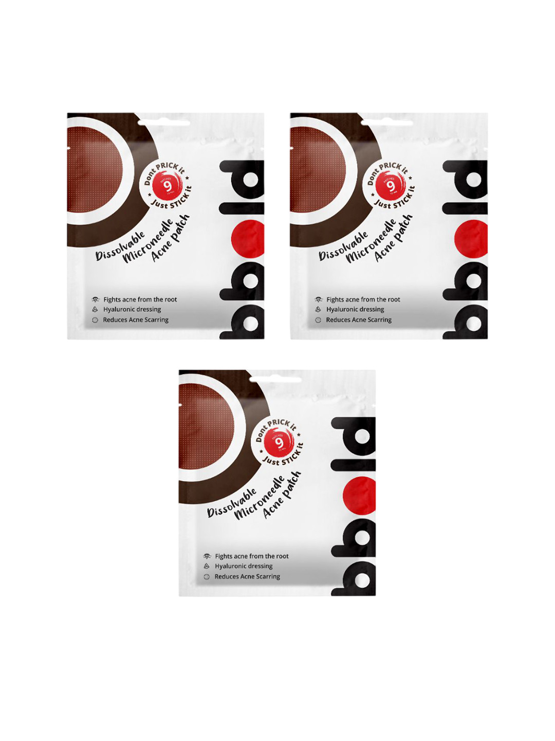 bbold Set Of 3 Microneedle Pimple Patches With Salicylic & Hyaluronic Acid- 9 Pcs Each