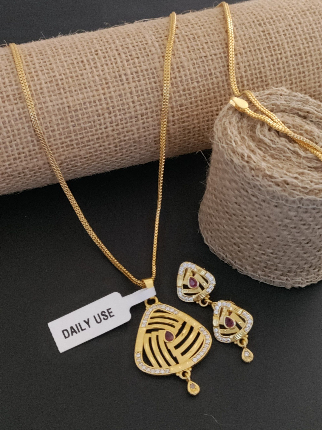 OM KRISHIV COLLECTION Women Gold Brass Necklace & Earrings Jewellery Set