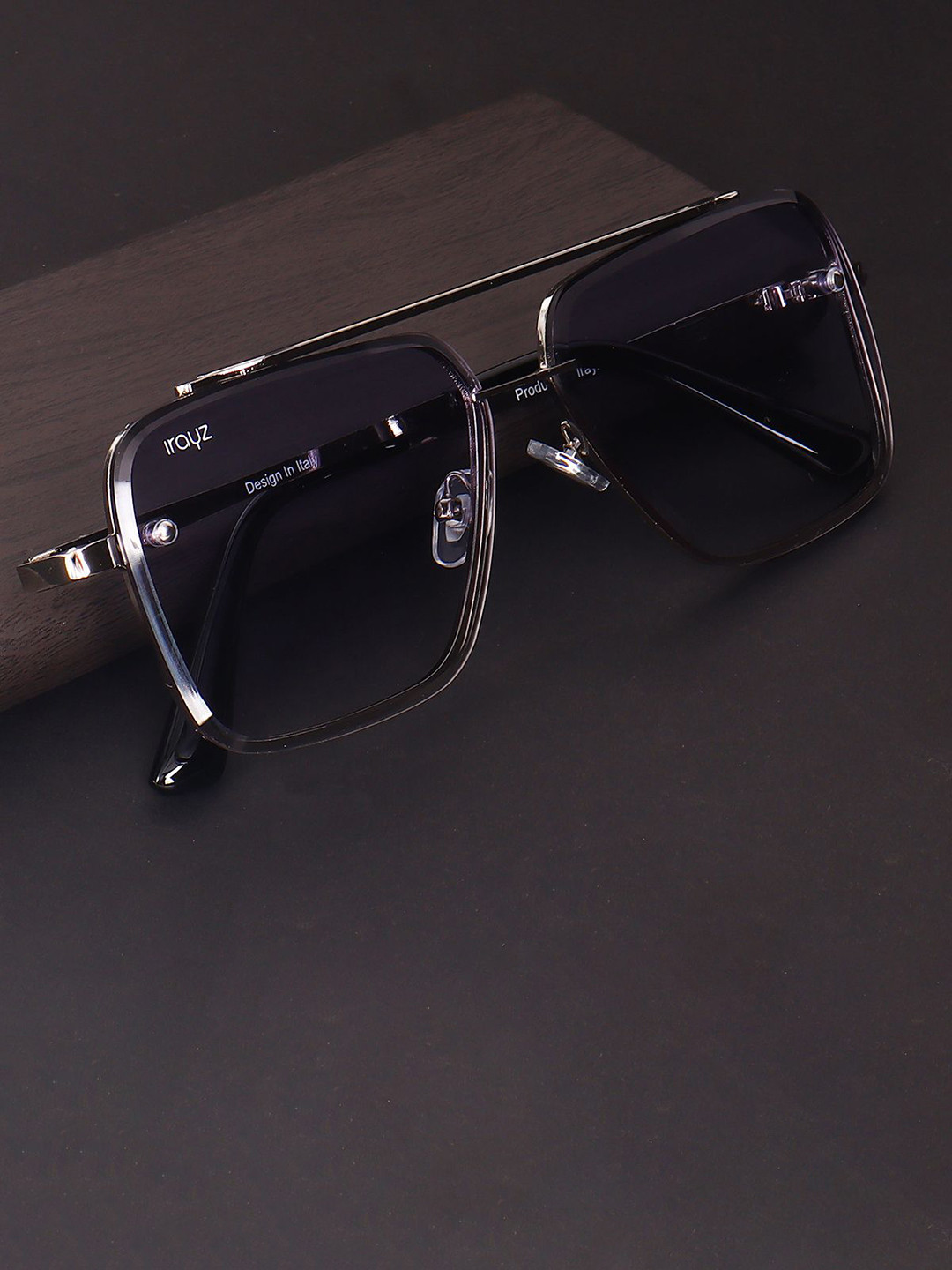 Irayz Unisex Square Sunglasses with UV Protected Lens D-TA-Silver-Blue