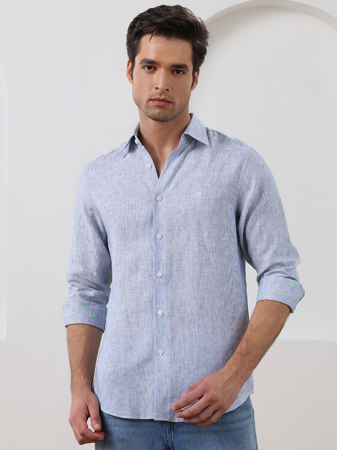 Aldeno Classic Printed Spread Collar Casual Shirt