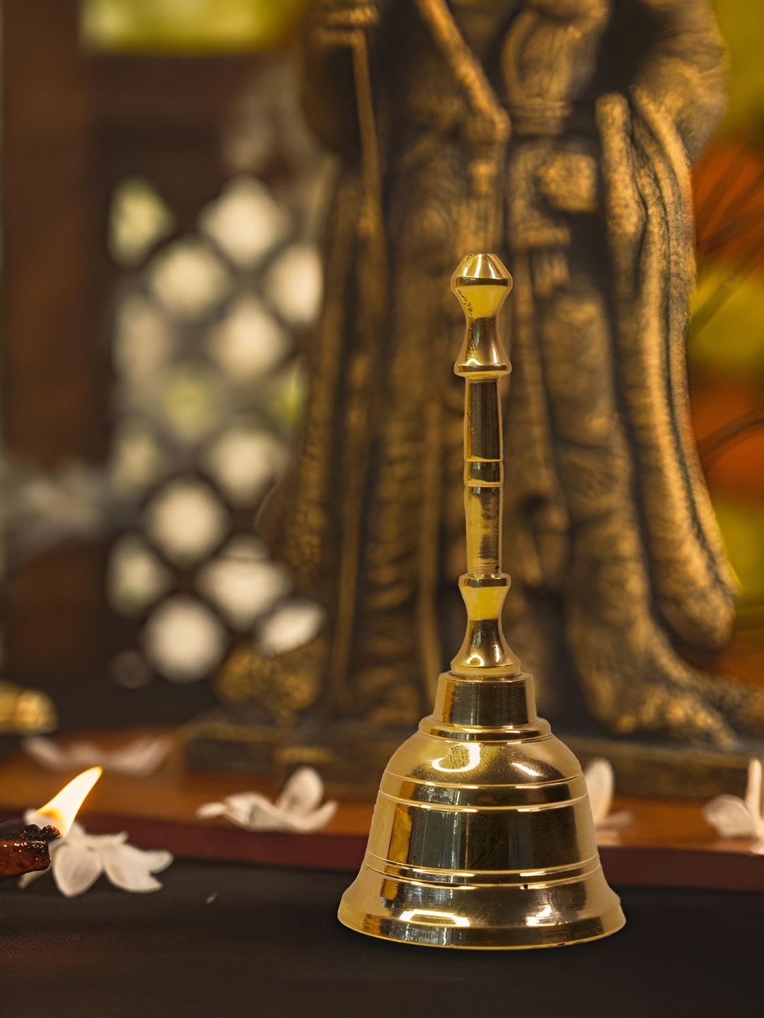 prettykrafts Gold Toned Pure Brass Mandir Temple Bell