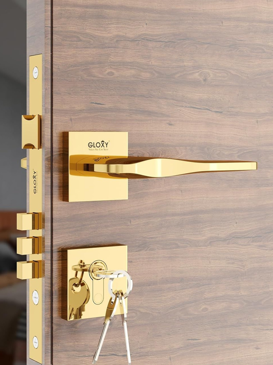 GLOXY Durable Gold Mortise Door Lock Set for Home & Balcony