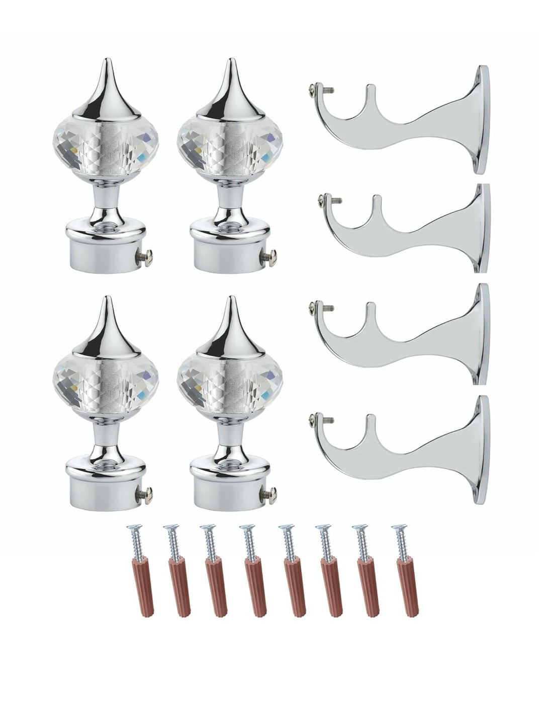 GLOXY Metal Pack of 2 Pairs Glossy Curtain Rods and Brackets