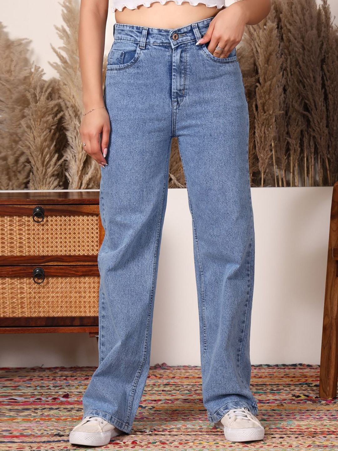 R.Code by The Roadster Life Co. Women Jean Straight Fit High-Rise Stretchable Jeans