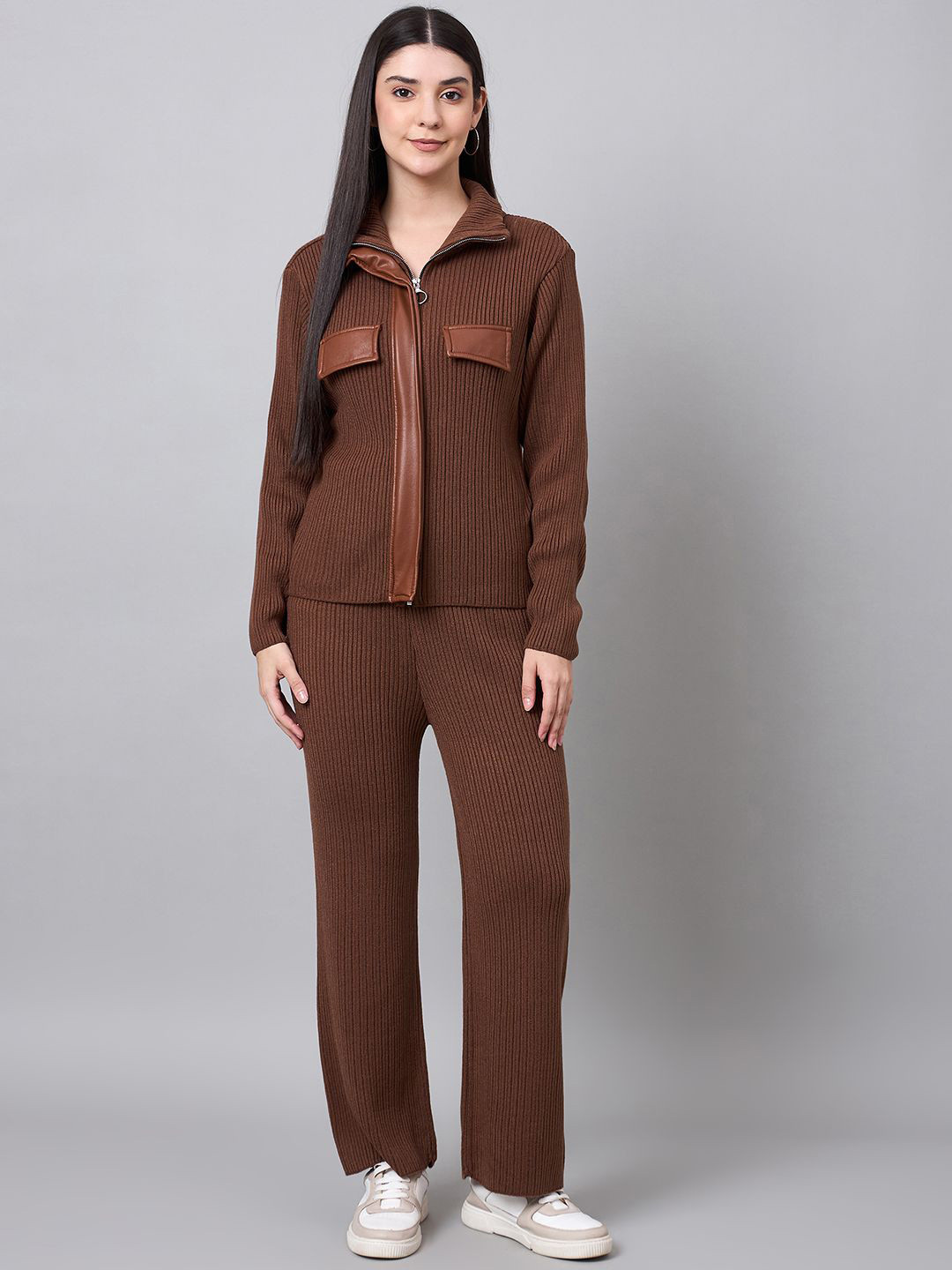 Spink Self-design Mock Collar Jacket With Trousers