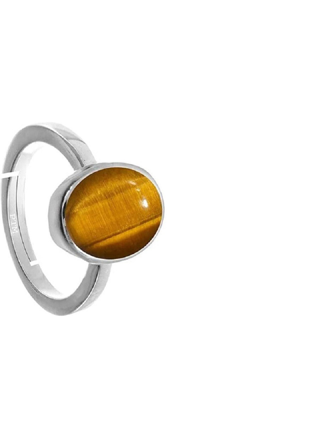 elitemart Unisex Silver-Plated Brass Tigers Eye Finger Ring
