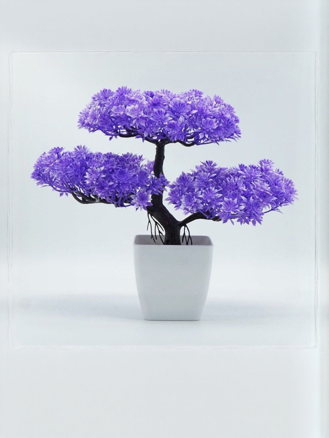 Dekorly Purple Plastic  Artificial Flowers & Plants With Pot