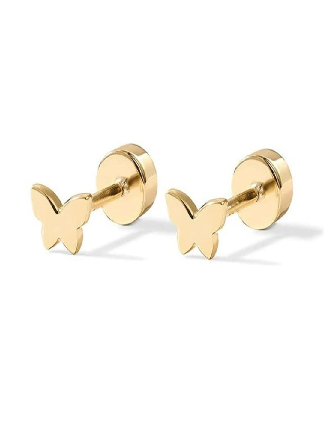 AQUASTREET 14K Gold Plated Anti-Tarnish Butterfly Flat Back Stud Earrings