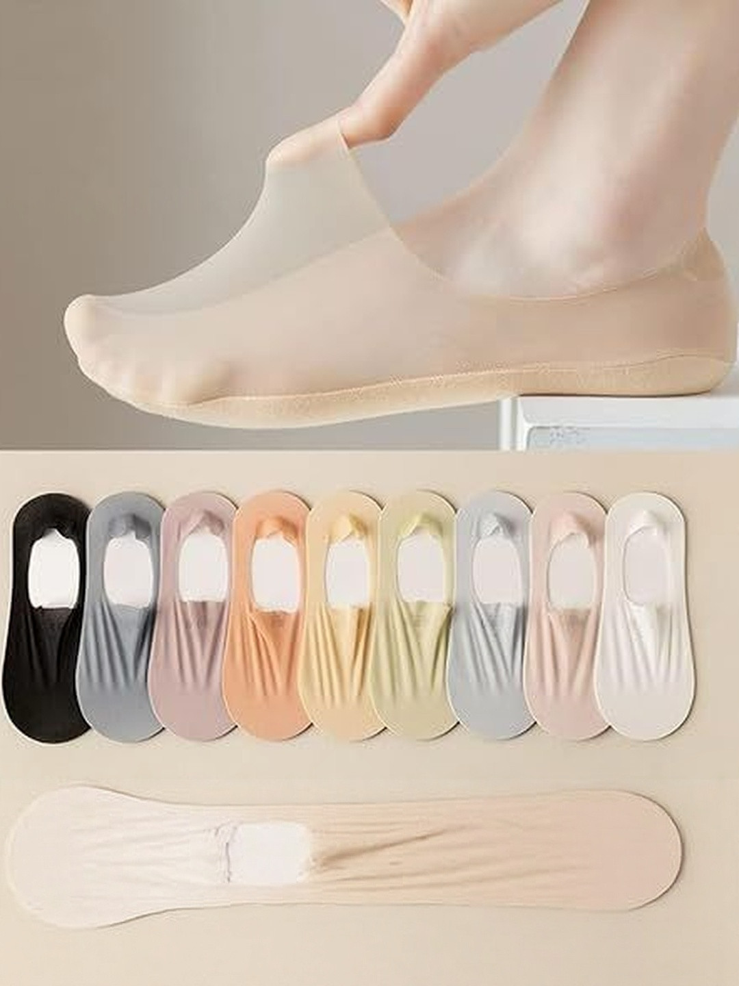 Eleg & Stilance Women Pack Of 5 Invisible Low Cut Socks